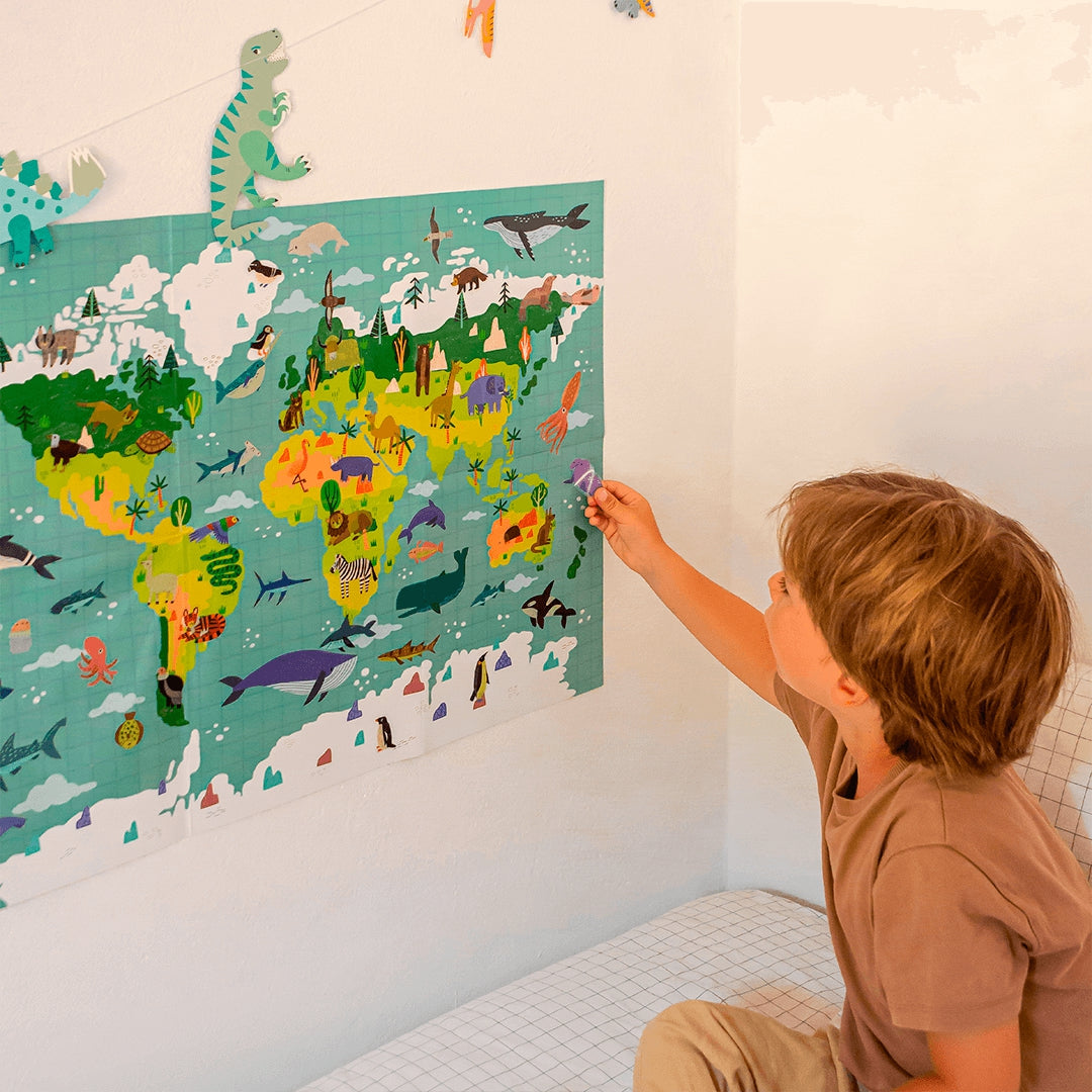 B POSTER GIGANTE 100 PEGATINAS MAPA DEL MUNDO APLI