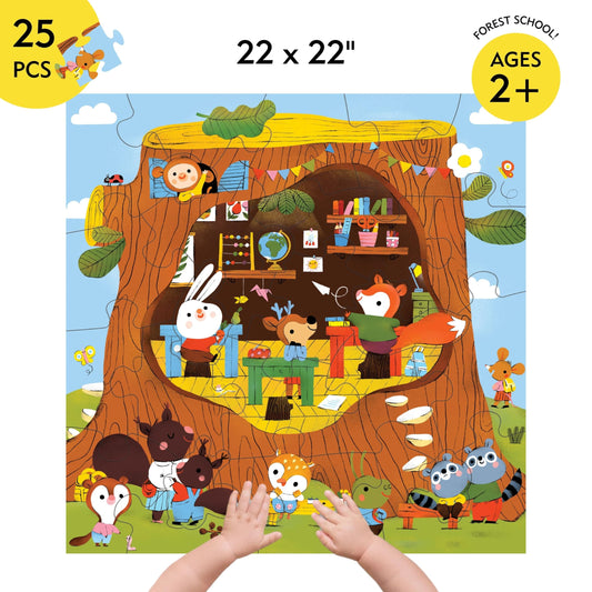 FOREST SCHOOL 25 PIECE FLOOR PUZZLE WITH SHAPED PIECES