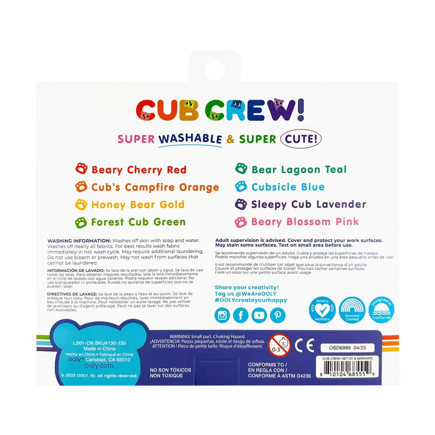 CUB CREW! WASHABLE MARKERS