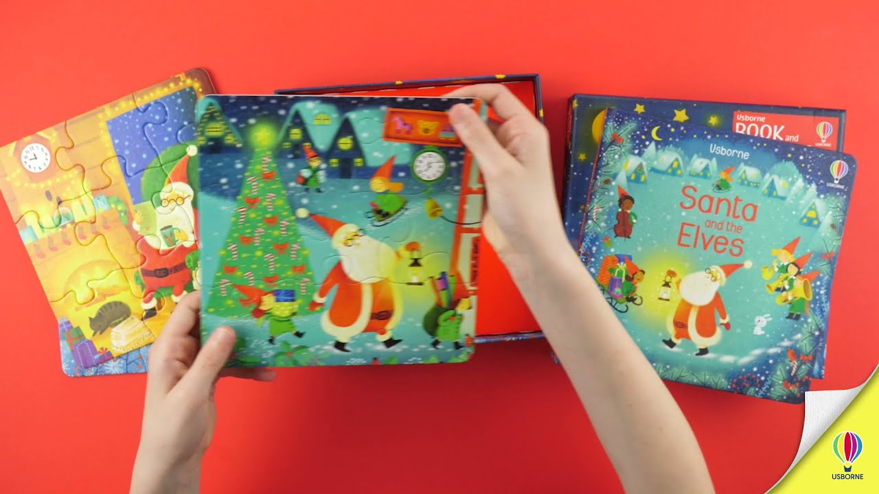 BOOK AND 3 JIGSAWS SANTA