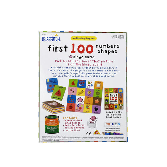 FIRST 100 NUMBERS SHAPES BINGO GAME