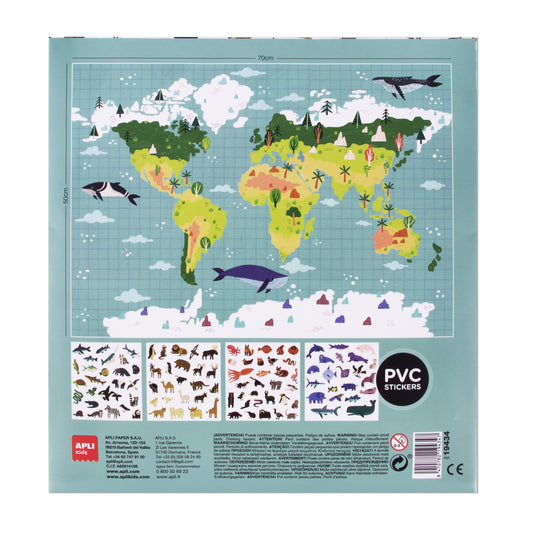 B POSTER GIGANTE 100 PEGATINAS MAPA DEL MUNDO APLI