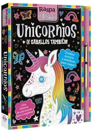 RASPA Y DIBUJA UNICORNIO Y CABALLOS TAMBIEN