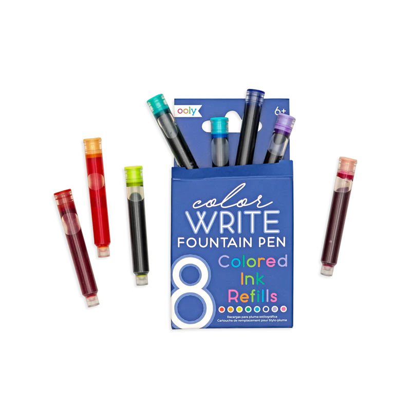 COLOR WRITE COLORED FOUNTAIN PENS INK REFILLS